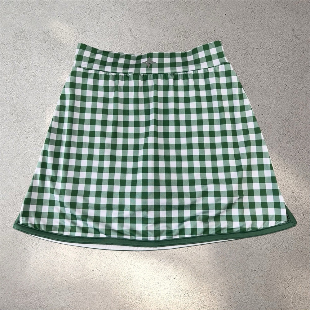 TNUCK Sport Tuckernuck Tennis Skirt Green White Gingham Check Plaid Size Small - Picture 6 of 8